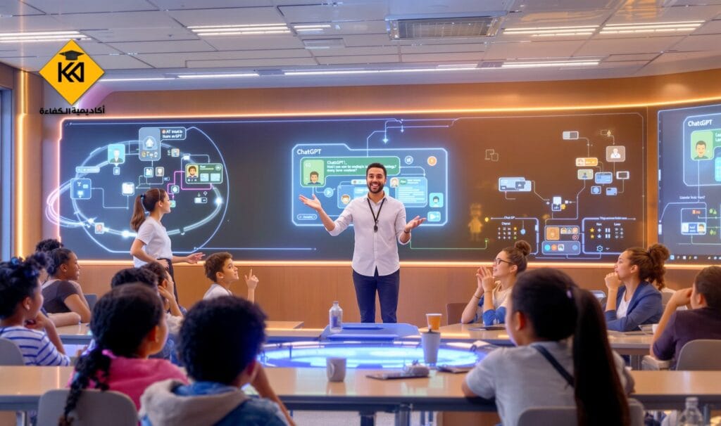المعلم القائد في عصر الذكاء الاصطناعي، يُمكّن طلابه من التعلم الذكي والحر.