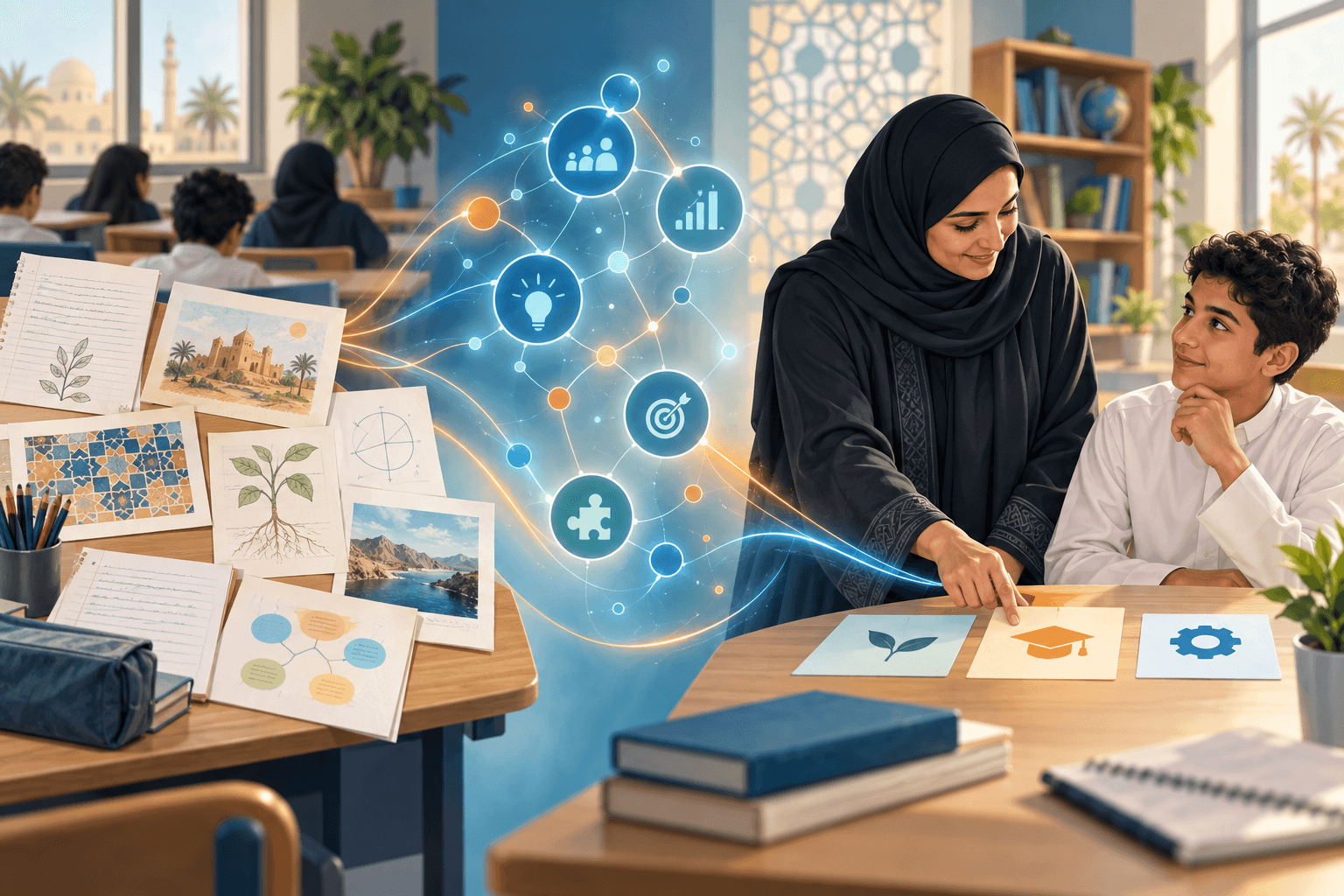 معلمة تربط أدلة تعلم الطالب بتحليل الذكاء الاصطناعي والحكم المهني